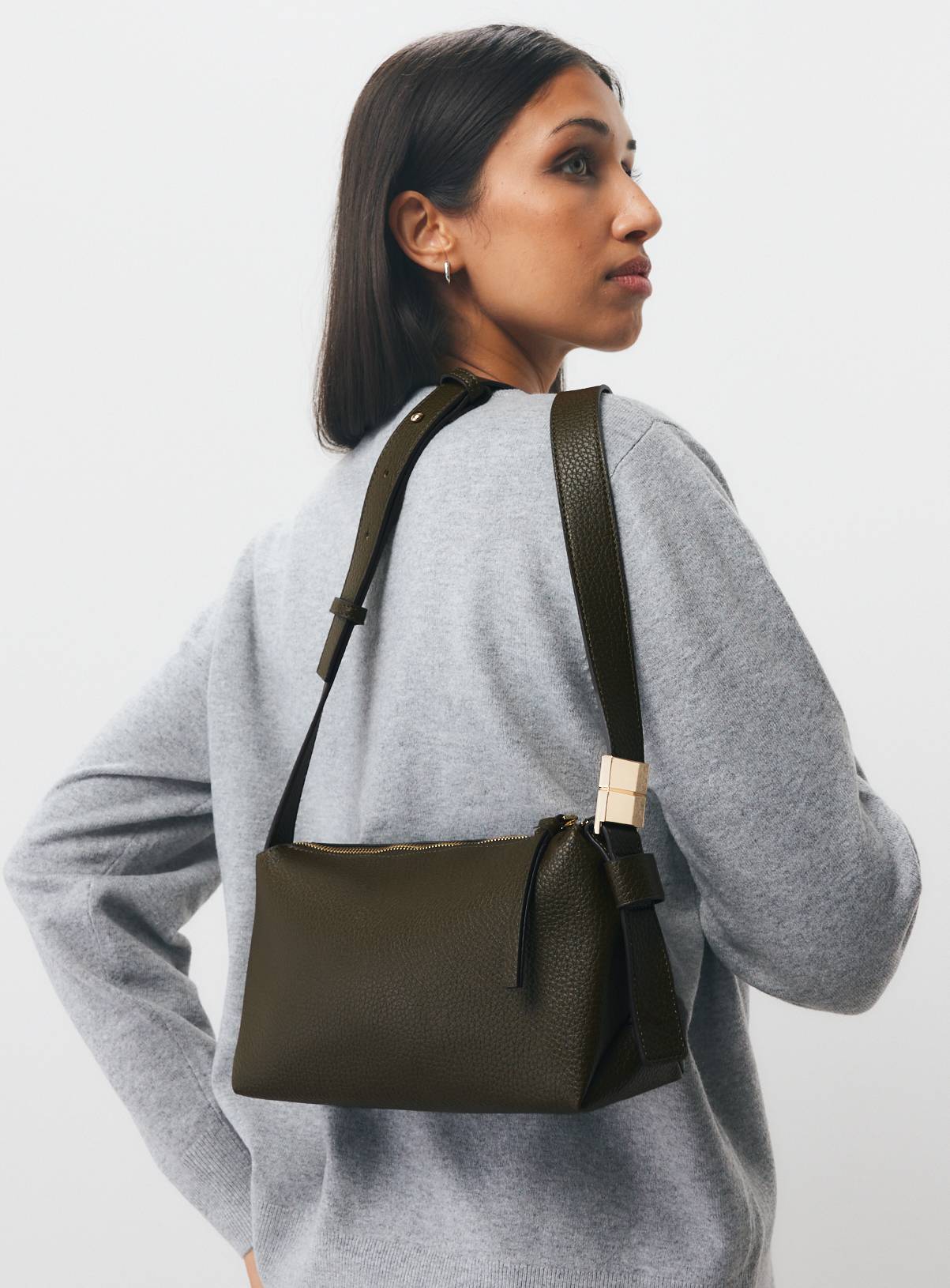 Dark Green Olive PVC Cross Body Bag One Size - Image 1